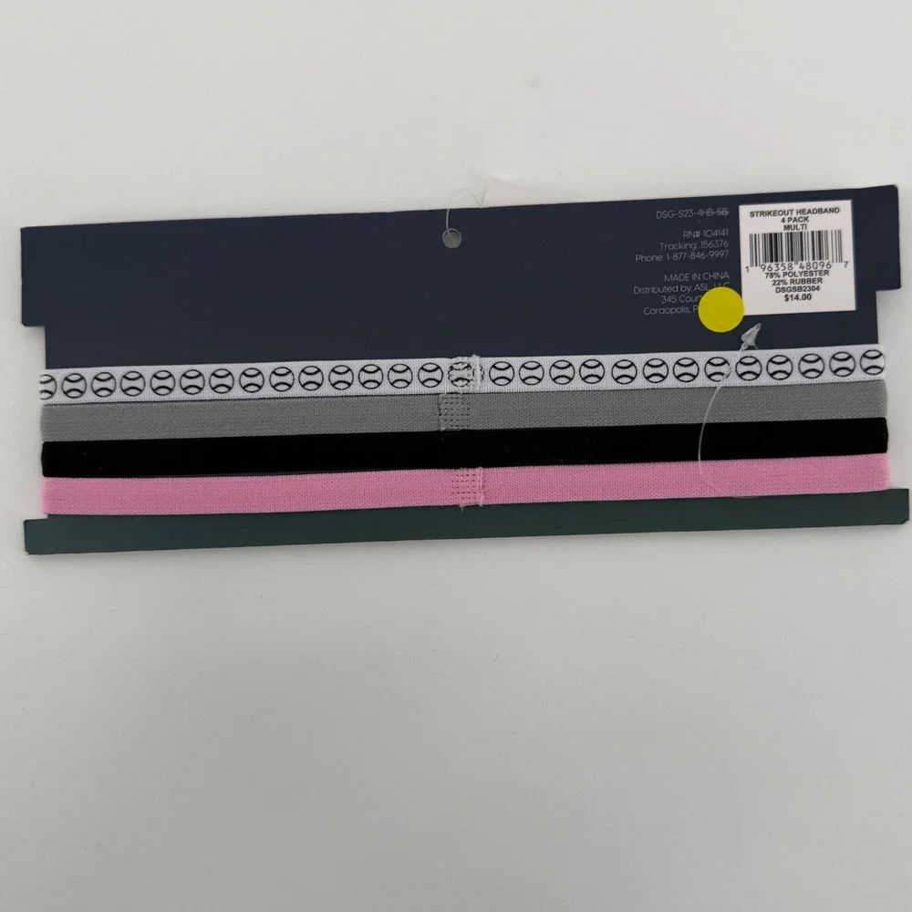 DSG Elastic Softball Headbands 4 Pack‎ Multi Color Baseball Print Athletic